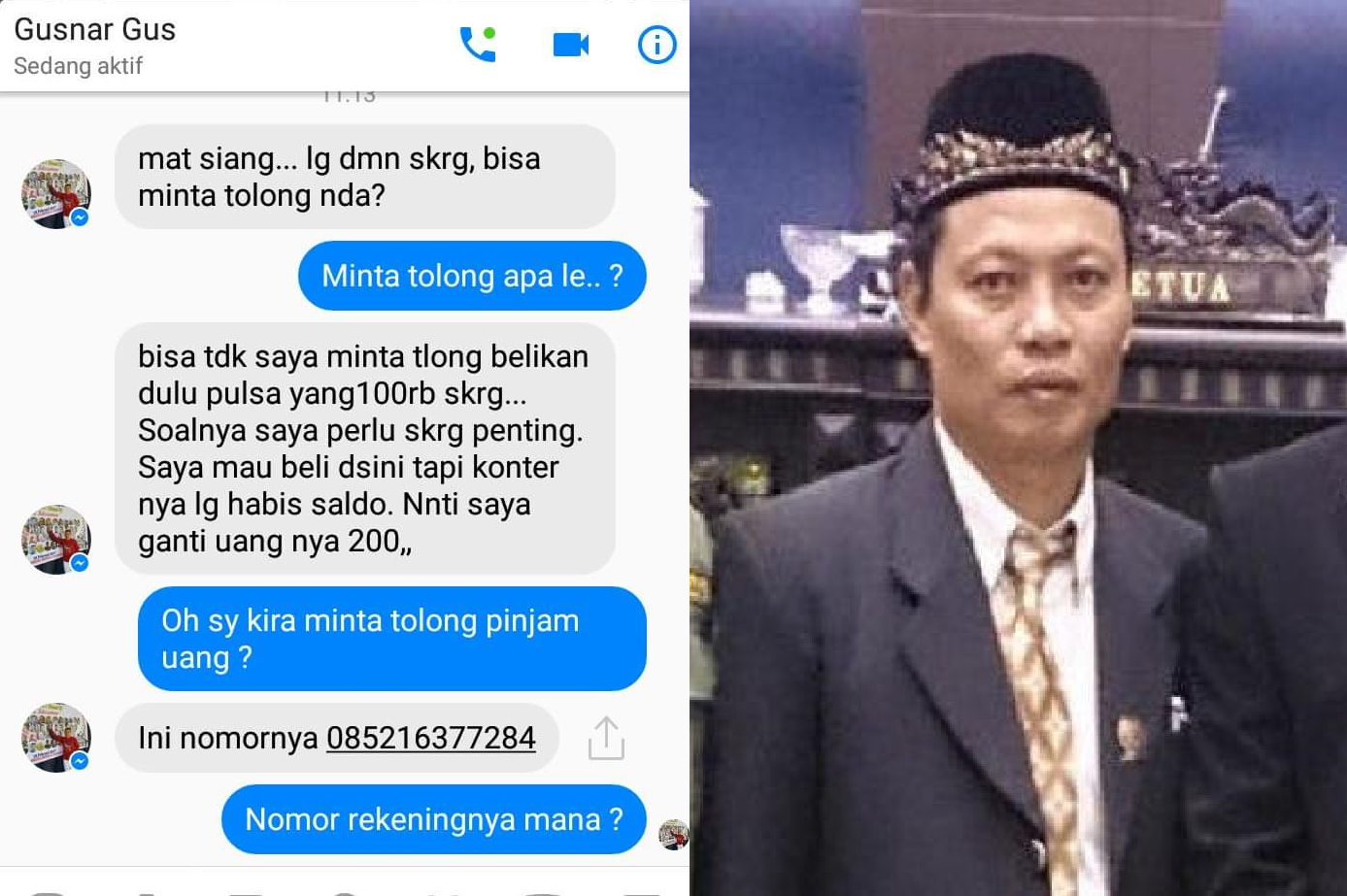 Akun Facebook Ketua DPRD Touna di Bajak