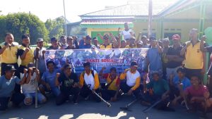 Polsek Galang  Kerja Bakti Bersihkan Lapangan Bola Kaki Sandana dan Lingkungan Sekitarnya