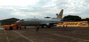 Boing 737.200 Milik TNI AU Asal Skuadron 5 Lanud Hasanuddin Bantu Pencarian Korban KM Lintas Timur