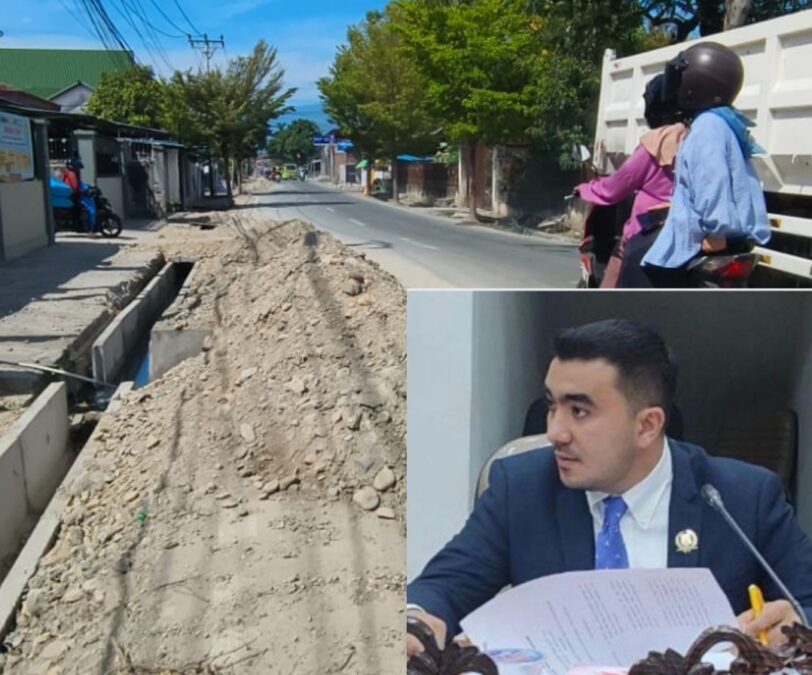 Tumpukan Material Proyek di Badan Jalan Dikeluhkan Warga, Dinas PU Kota Palu dan Kontraktor Cuek