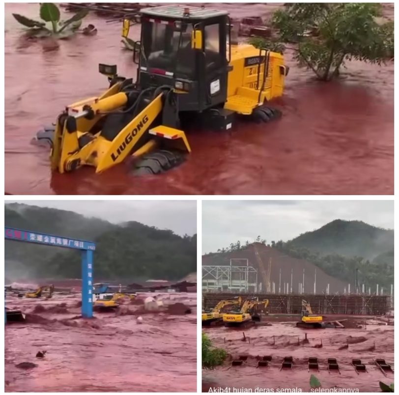 Semalam Diguyur Hujan , Banjir Besar Terjang Kawasan PT IMIP